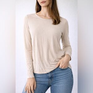September Beige Ribbed Long Sleeve Top | Minimalist Basic | XL